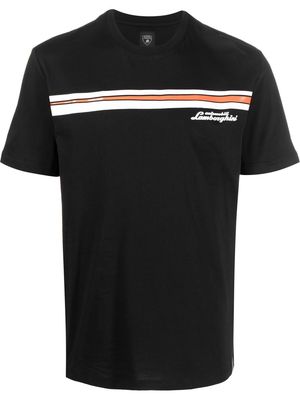 Automobili Lamborghini organic cotton logo-stripe T-shirt - Black