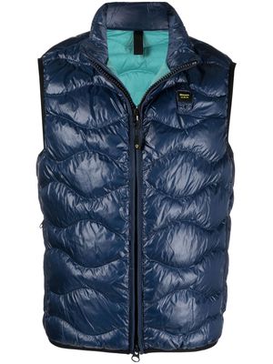 Blauer logo patch quilted gilet - Blue