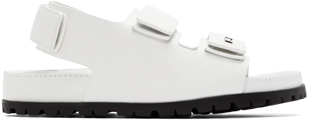 Juun.J White Leather Flat Sandals