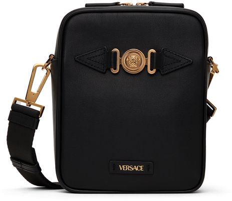 Versace Black 'La Medusa' Biggie Messenger Bag