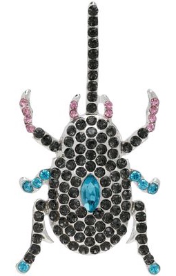 Collina Strada SSENSE Exclusive Silver Rhinestones Beetle & Fire Earrings