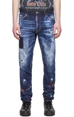 Dsquared2 Blue Splatter Wash Jeans