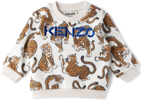 Kenzo Baby Off-White Allover Print Sweatshirt