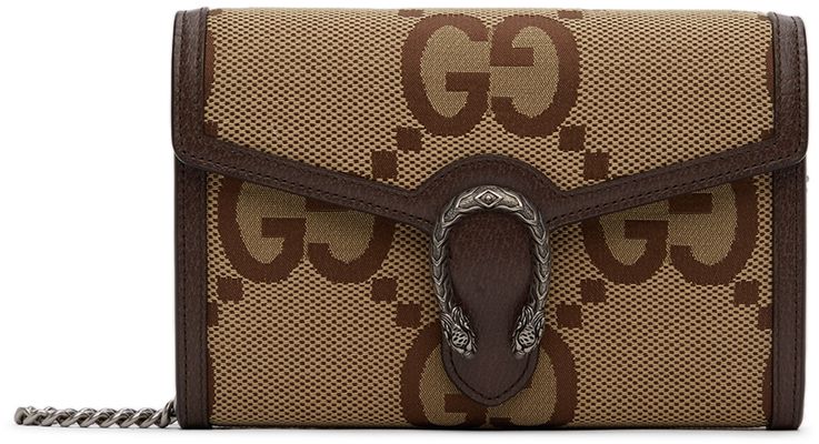 Gucci Brown & Beige Dionysus Jumbo GG Shoulder Bag