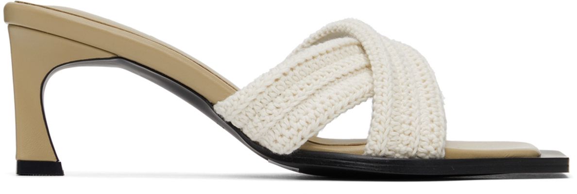 System Tan & Off-White Crochet Heeled Sandals