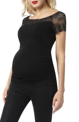 Kimi and Kai Valerie Lace Maternity Top in Black
