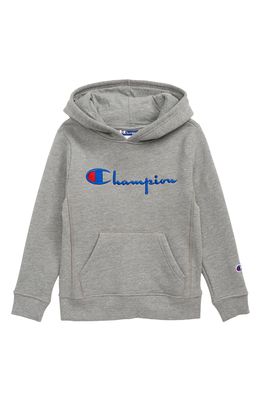 Champion Kids' Embroidered Premium Fleece Hoodie in Grey Heather