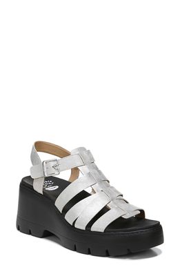 Dr. Scholl's Check It Out Wedge Sandal in Silver