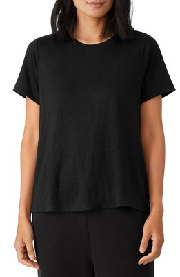 Eileen Fisher Organic Linen Crewneck T-Shirt in Black