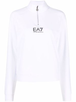 Ea7 Emporio Armani logo-print zipped sweatshirt - Blue