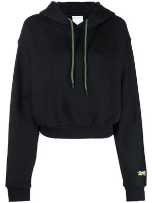 Reebok x Victoria Beckham logo-print cropped cotton hoodie - Black