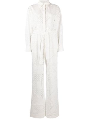 MSGM broderie-anglaise patchwork jumpsuit - White