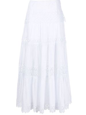 Charo Ruiz Ibiza floral-lace tiered skirt - White