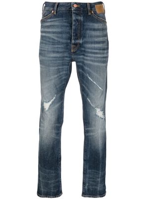 Palm Angels embroidered palm distressed jeans - Blue