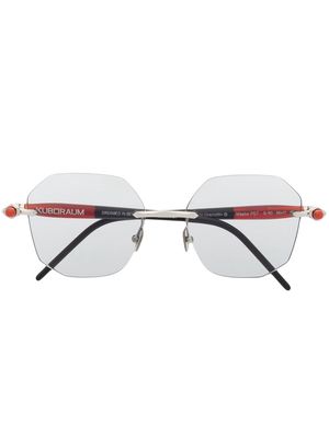 Kuboraum square-frame rimless glasses - Silver