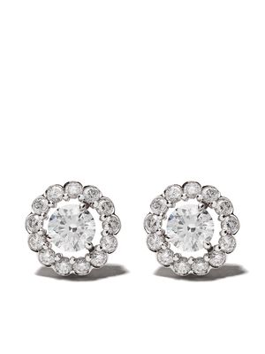 David Morris 18kt white gold Elizabeth single stone diamond stud earrings - Silver