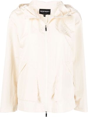 Emporio Armani zip-up hooded windbreaker - Neutrals