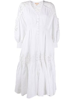 byTiMo floral-lace detailing midi dress - White