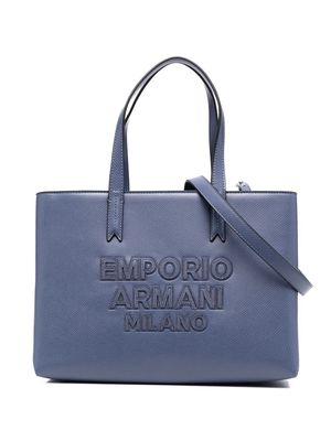 Emporio Armani embroidered logo tote bag - Blue