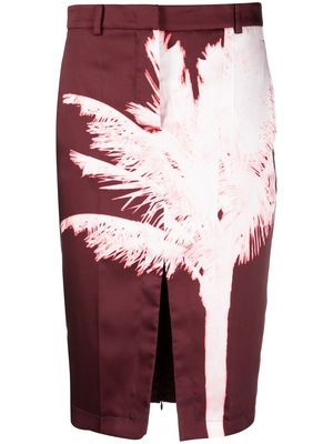 Nº21 palm-tree pencil skirt - Red