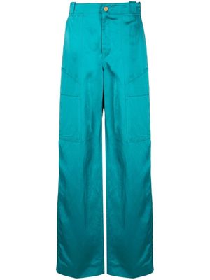 TOM FORD satin wide-leg tailored trousers - Blue