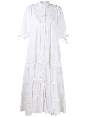 byTiMo perforated-detail long dress - White