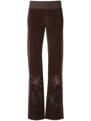 Bernhard Willhelm embroidered-detail trousers - Brown