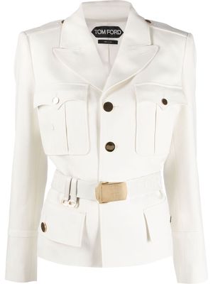 TOM FORD belted single-breasted jacket - White