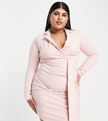 In The Style Plus x Dani Dyer exclusive blazer dress with sash detail in pink
