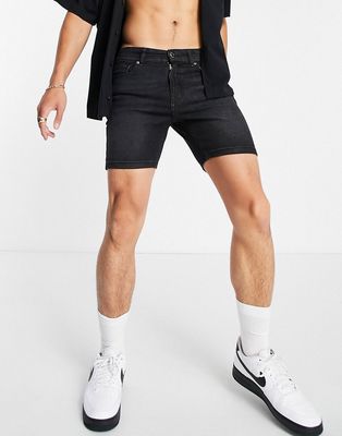 DTT skinny fit denim shorts in washed black