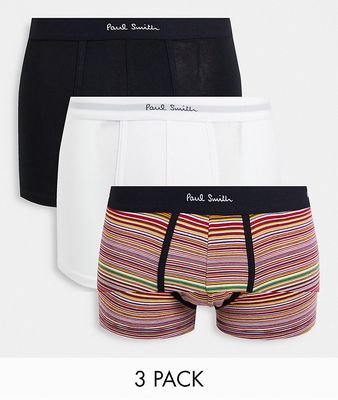 Paul Smith 3-pack trunks in black/white/classic stripe-Multi