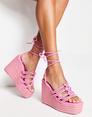 Public Desire Chakra espadrille wedge heeled sandals in pink