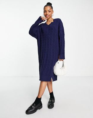 Urban Revivo cable knit midi dress in blue