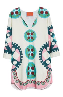 La DoubleJ Abstract Print Cotton Blend Terry Cloth Cover-Up Dress in Ruote Placee