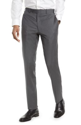 JB Britches Flat Front Wool Trousers in Mid Grey