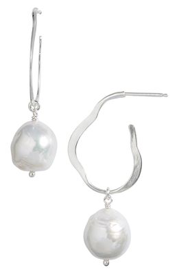 Chan Luu Baroque Pearl Hoop Earrings in White Pearl