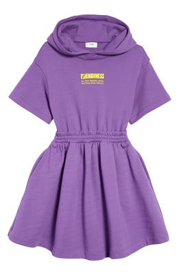 Fendi Kids' Cutout Waist Hooded Dress in F19Ek Purple