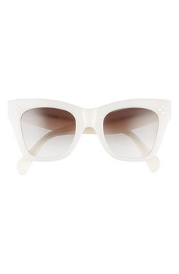 CELINE 50mm Gradient Cat Eye Sunglasses in Milky White/Brown