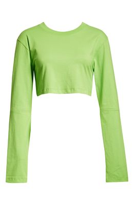 Jacquemus Le Shirt Piccola Cutout Cotton Crop Top in Green