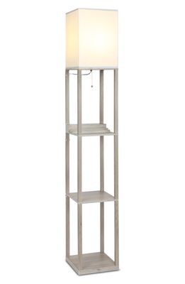 Brightech Maxwell LED Floor Lamp with USB Port in Rustic Wood