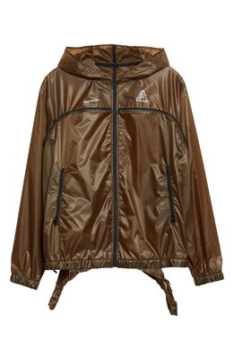 Undercover Nylon Ripstop Hooded Jacket in Khaki Brown