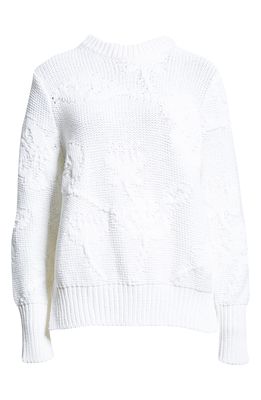 Cecilie Bahnsen Hallie Camellia Stitch Organic Cotton Sweater in White