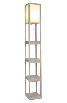 Brightech Maxwell LED Drawer Floor Lamp in Rustic Wood