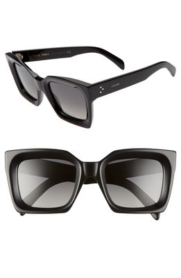 CELINE 51mm Polarized Square Sunglasses in Black/Smoke