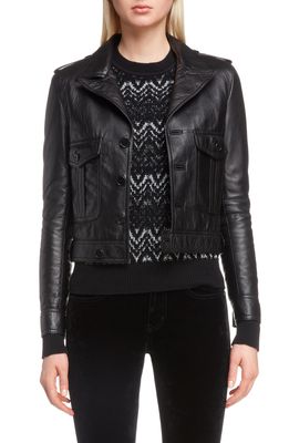 Saint Laurent Lambskin Leather Jacket in Black