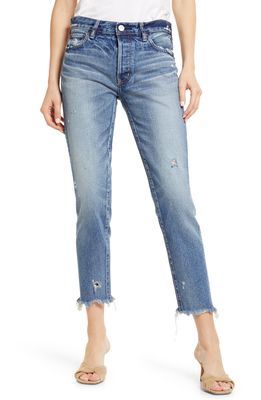 MOUSSY VINTAGE Merry Distressed High Waist Tapered Leg Jeans in Blue