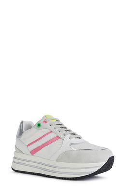 Geox Kency Platform Sneaker in White/Fuchsia