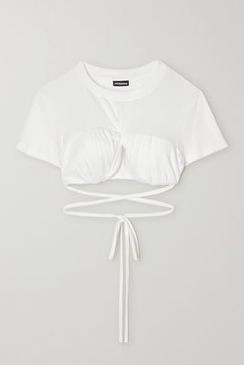 Jacquemus - Baci Cropped Gathered Organic Cotton-jersey T-shirt - White