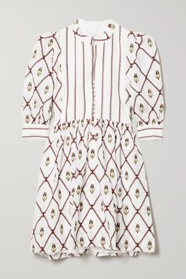 Lug Von Siga - Maria Pintucked Embroidered Cotton-poplin Mini Dress - White