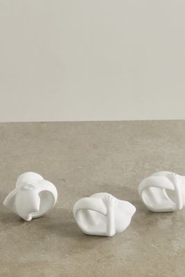 Anissa Kermiche - Curled Body Set Of Three Earthenware Napkin Rings - White